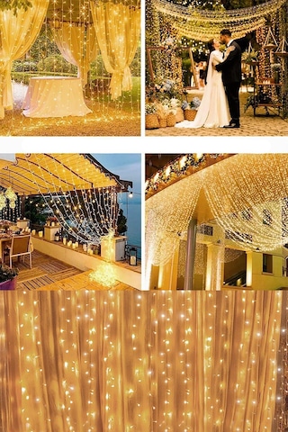 2x2 Metre 144 Ledli 10 Saçaklı Perde Led Işıklar Animasyonlu Kumandalı Fişli - Günışığı Gün Işığı
