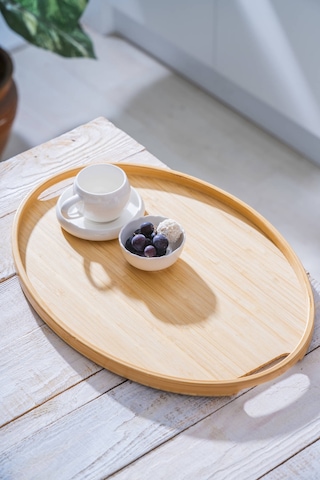 Acar Bambu Sunum Tepsi - 45 Cm Kahverengi