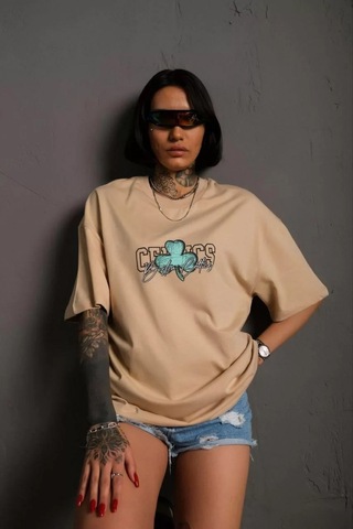 Kadın Sırt Baskılı T-shirt - Bej 001 Kadın Sırt Baskılı T-shirt - Bej 001