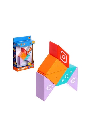 6 Parça - Manyetik Bloklar Yapı Blokları Eğitici 3 Boyutlu Zeka Ve Akıl Oyunu - Mıknatıslı Tangram Puzzle