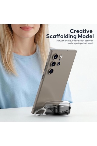 Caseonn Samsung Uyumlu Galaxy Buds 4 Pro Kılıf Stand Özellikli Kilitli Mika Koruma Şeffaf