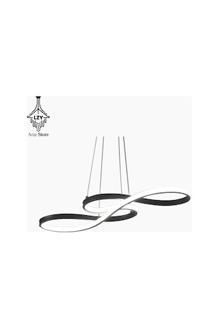 Modern Sanatsal Kıvrımlı Led Sarkıt Avize - 80cm Yatay Tasarım & Kumandalı 3 Renkli Siyah