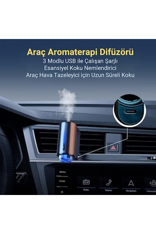 Coofbe 200mah Şarjlı Zaman Ayarlı Otomatik 3 Kokulu Aroma Difüzörü Araç Kokusu Oda Kokusu Sensörlü Led Işıklı