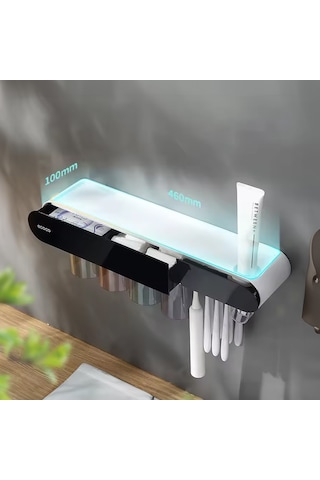 Ecoco Yapışkanlı Manyetik 3'lü Bardak Tutuculu Diş Macun Sıkacağı Siyah