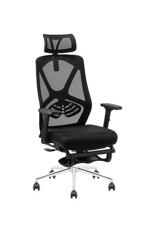 Shoyse Fileli Yönetici Koltuğu Ayak Uzatmalı Ofis Koltuğu Ergonomik Ofis Koltuğu Siyah