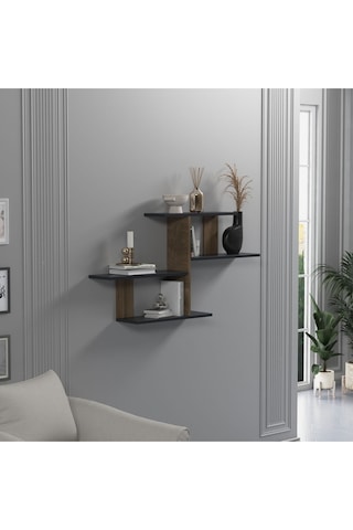 Sitil Duvar Rafı Antrasit Ceviz