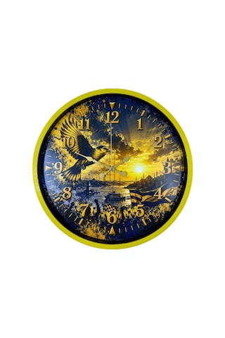Sarı Asil Kanatlar Taraftar Temalı 36 X 36 Cm Duvar Saati Renkli