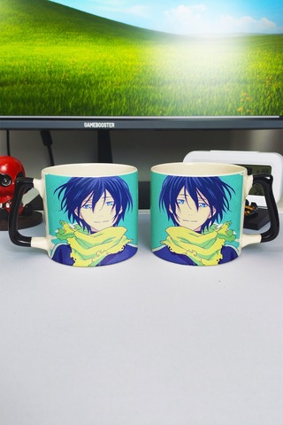 Noragami Anime Baskılı Seramik Lüks Kupa 1 Adet Özel Siyah Kulp Dalga Kulp V4d Çok Renkli