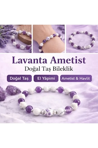 Doğaltaş Ametist Ve Havlit Bileklik Çok Renkli