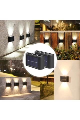 2 Adet Güneş Enerjili 10 Led Duvar Aplik Bahçe Balkon Dış Mekan Aydınlatma Diğer