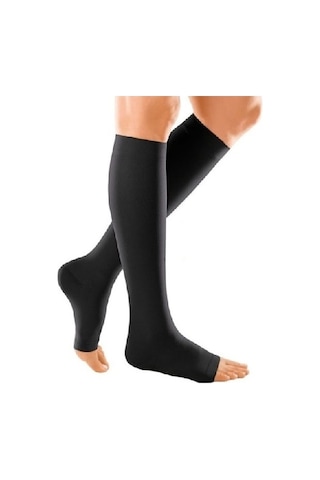 Varimed Diz Altı Hafif Basınç CCL1 Açık Burun Varis Çorabı Siyah