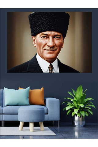 Gülümseyen Atatürk Dekoratif Kanvas - Mdf Ahşap Tablo