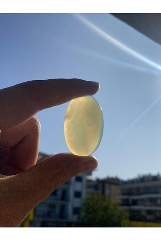 Kabaşon Kesim Doğal Aqua Kalsedon Taşı 65 Karat Çok Renkli