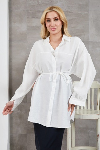 İp Kemerli Gömlek Ekru