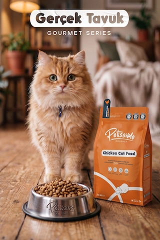 Petissimo Gourmet Gerçek Tavuklu Premium Yetişkin Kedi Maması 2,5 Kg - Kısırlaştırılmış, Düşük Tahıllı