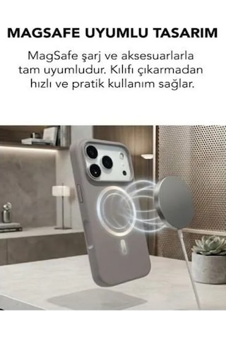Apple İphone 17 Pro Max Uyumlu Magsafe Lansman Silikon Kılıf Gri
