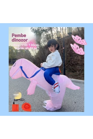Unicomlifeerp Dinoşarj Kıyafetleri Çocuk Ve Yetişkin Aile Spor Etkinliği Kukla Yürüyüş Kostümleri Cadılar Bayramı Çocuk Gösteri Kostümleri Pembe 6-8