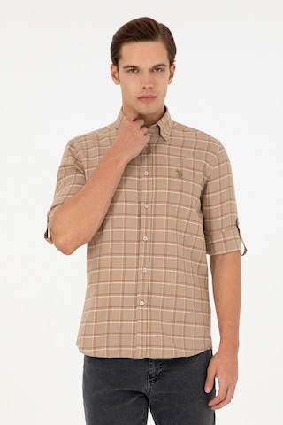 U.s. Polo Assn. Erkek Kum Gömlek Desenli 50296615-vr085 Kum