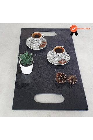 Decorita Cam Tepsi Black Rock 29Cm X 52Cm
