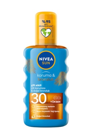 Sun Spf30 Koruma & Bronzluk Güneş Yağı 200 Ml Sprey,yüksek Güneş Koruyucu Ve Doğal Bronzlaştırıcı