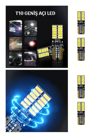 Oto 24led Ampul 2'li Set, T10 Model 12v Turuncu Işık, Fren, Park, Sinyal, Geri Vites Lambası 2 Adet