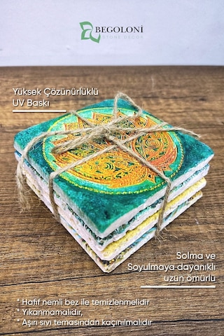 Modern Tasarım Ve Kadın Temalı Doğal Taş Bardak Altlığı - Stone Coasters Çok Renkli