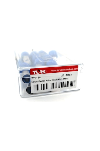 25 Adet 50mm² Kablo Yüksüğü Bakır Mavi Yüksük