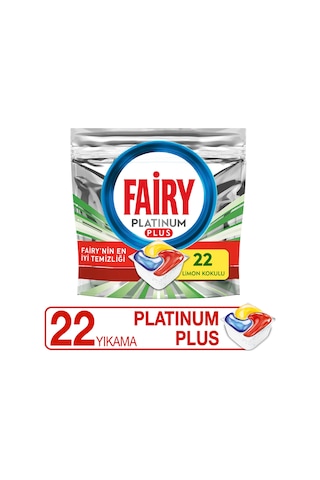 Fairy Platinum Plus Limon Kokulu 22 Yıkama Bulaşık Makinesi Deterjanı Tableti - Kapsülü