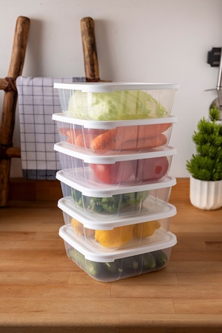 6 Adet Sızdırmaz Saklama Kabı 1.4 Lt - Beyaz Beyaz