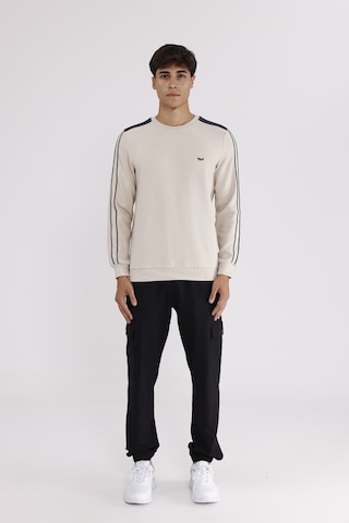 Rowinger Selanik Doku Yumuşak Tutuşlu Rahat Kalıp Yuvarlak Yaka Esnek Manşetli Sweatshirt Beıge