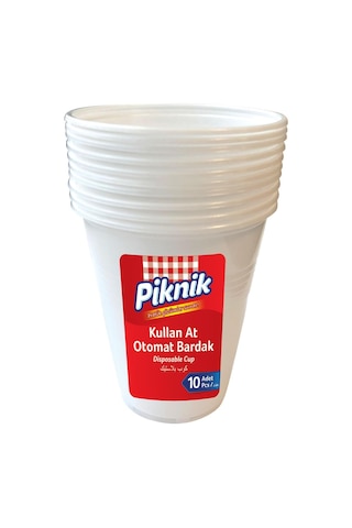 Piknik Kullan At Plastik Bardak Otomat 10&apos Lu Beyaz 1481 07 Beyaz