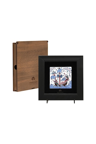 Çini Serisi Kalyon 6 Siyah Çerçeveli Seramik Tablo Pano