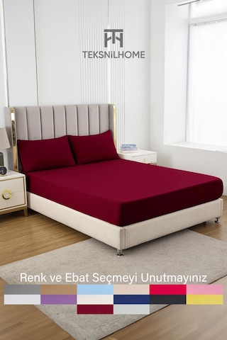 Ranforce Bordo Pamuklu Tek / Çift Kişilik Battal Tam Kenar Lastikli Çarşaf 14 Renk Fıtted Bordo