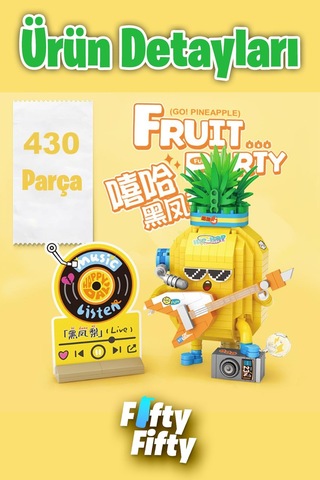 Loz Micro Block Serisi Gitarist Ananas Figürü 430 Parça Oyuncak Yapım Seti Fflz-8847