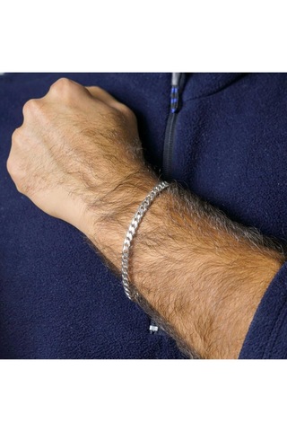 İpek Silver 925 Ayar Gümüş Gurmet Zincir Bileklik 5 Mm 21cm Çok Renkli