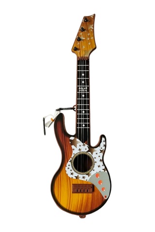 48cm Oyuncak Elektro Gitar - Akort Edilebilir 6 Telli Kahverengi Elektro Çocuk Gitarı Askı Aparatlı