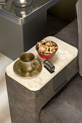 Yan Sehpa Ayarlanabilir Tepsi Dikdörtgen Dekoratif Modern Yatay Dikey Koltuk Sehpası Traverten Ekru