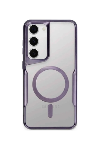 Galaxy Uyumlu S23 Kılıf Boyi Magsafe Silikon Kapak - Derin Mor