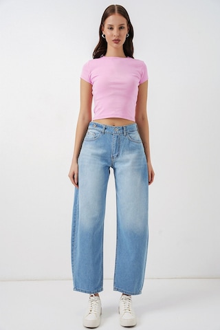 Hiccup Bdart Yüksek Bel Geniş Paça Jean Açık-orta Mavi Denim 05