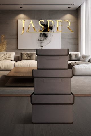 Jasper Krem Dikdörtgen Baza Ve Çekyat Altı Kulplu Kıyafet Eşya Düzenleyici Hurç Krem