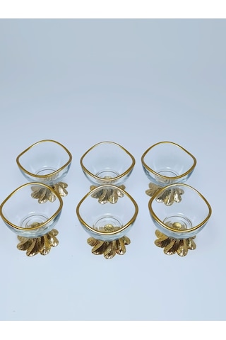 Elta Collection 6'lı Metal Ayaklı Gold Lokumluk Reçellik Gold