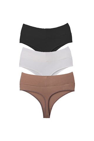 Vanilya Secret Vanilya Tanga Yüksek Bel Toparlayıcı Pamuk 3'lü Paket Siyah - Beyaz - Taş Rengi Vanilya Secret Vanilya Tanga Yüksek Bel Toparlayıcı Pamuk 3'lü Paket Siyah - Beyaz - Taş Rengi