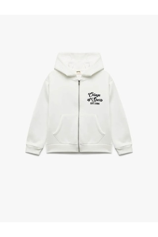 Koton Kapşonlu Fermuarlı Ekru Kız Çocuk Hırka 6wkg10080ak Ekru