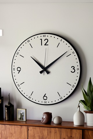 Dekoratif Yeni Modern Rasalhague Ahşap Duvar Saati 48cm Siyah - Beyaz