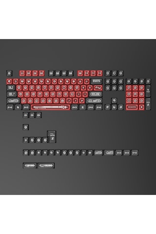 Klavye Keycaps -136 Tuşlu Kırmızı, Yarı Şeffaf Işık Geçiren Tuş Takımı