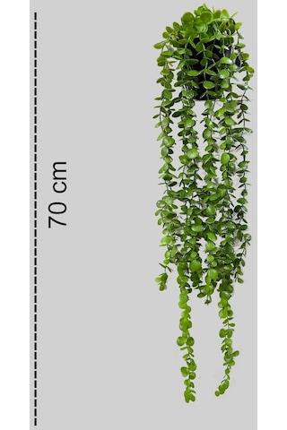 Saksıda Yapay Çiçek Elmas Yoğun Yapraklı Koyu Yeşil Okaliptus Sarkıtı 70 CM