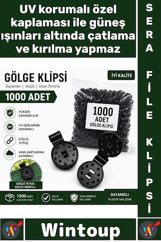 Klips Güçlendirilmiş Kilit Güneşlik Gölge Örtüsü Uv Korumalı Sera Filesi Sabitleme Klipsi 1000 Adet