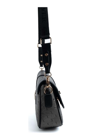 Silver Polo Sp1182 Kadın Çapraz Çanta Logolu Platin-siyah