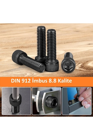 İmbus Siyah Çelik Civata Dın 912 8.8 Kalite 6x20 Mm 20 Adet