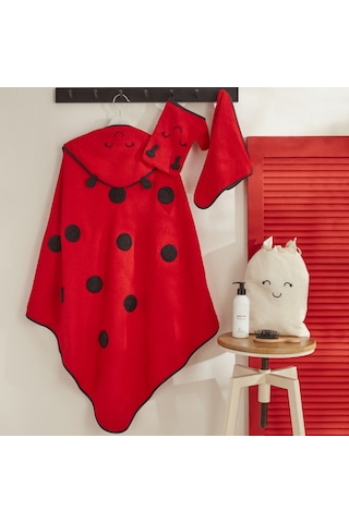 Karaca Home Bebek Little Ladybug Havlu Kundak Kese Set Kırmızı